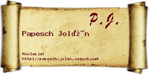 Papesch Jolán névjegykártya